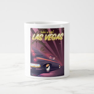 Taza De Café Grande Póster de viaje de coche clásico de Las Vegas
