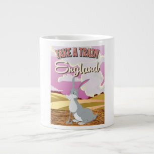 Taza De Café Grande Póster de viaje de dibujos animados de conejo de I