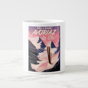 Taza De Café Grande Póster de viaje de esquí Avoriaz Francia