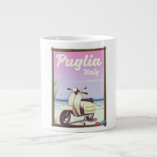 Taza De Café Grande Póster de viaje de Puglia Italia.