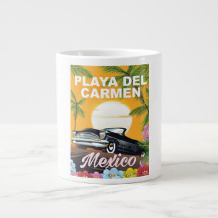 Taza De Café Grande Póster de viaje en coche mexicano de Playa del Car