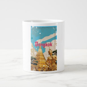 Taza De Café Grande Póster de viaje vintage de Bangkok