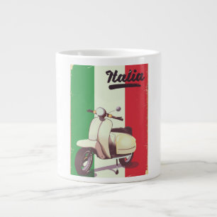 Taza De Café Grande Póster de viaje vintage de scooter Italia