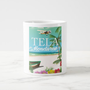 Taza De Café Grande Póster de viaje vintage de Tela Honduras