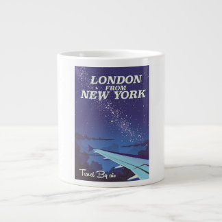 Taza De Café Grande Poster de vuelo London From New York Vintage