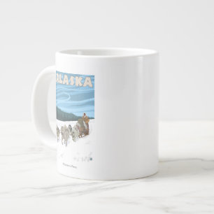 Taza De Café Grande Poster del viaje del vintage de AlaskaDogsledding