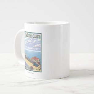 Taza De Café Grande Poster del viaje del vintage de las cuevas del