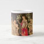 Taza De Café Grande Primavera, Alegoría de la Primavera por Sandro Bot<br><div class="desc">Primavera o Alegoría de la Primavera c. 1482 por Sandro Botticelli (1444-1510) es una pintura vintage de arte fino del Renacimiento de mitología y naturaleza que presenta a un grupo de figuras mitológicas en un bosque o jardín. Alegórica al exuberante crecimiento de la temporada de primavera. Hay seis mujeres, dos...</div>