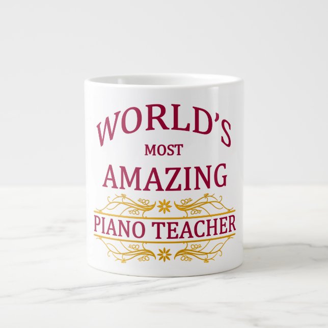 Taza De Café Grande Profesor de piano (Frente)