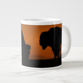 Taza De Café Grande puesta del sol del bisonte