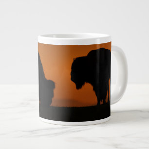 Taza De Café Grande puesta del sol del bisonte