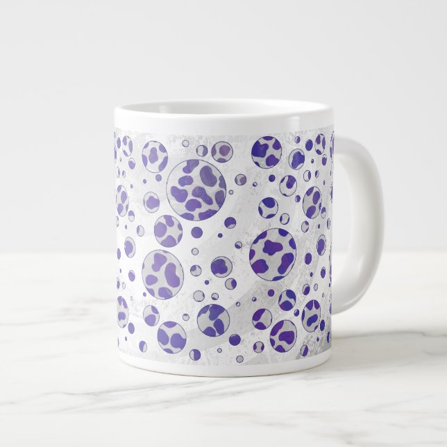 Taza De Café Grande Punto de Polka blanco y púrpura dálmata (Derecha)