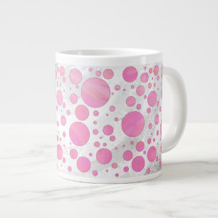 Taza De Café Grande Punto de polka rosado de golfo