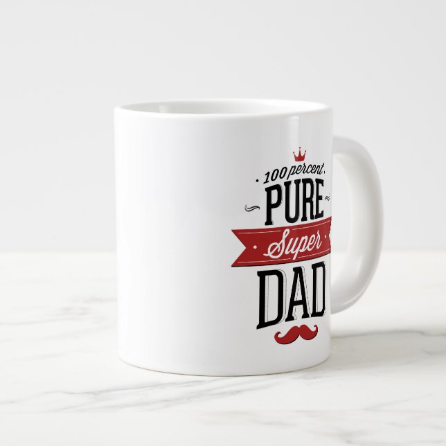 Taza De Café Grande Pure Super Dad Mustache rojo y negro (Derecha)