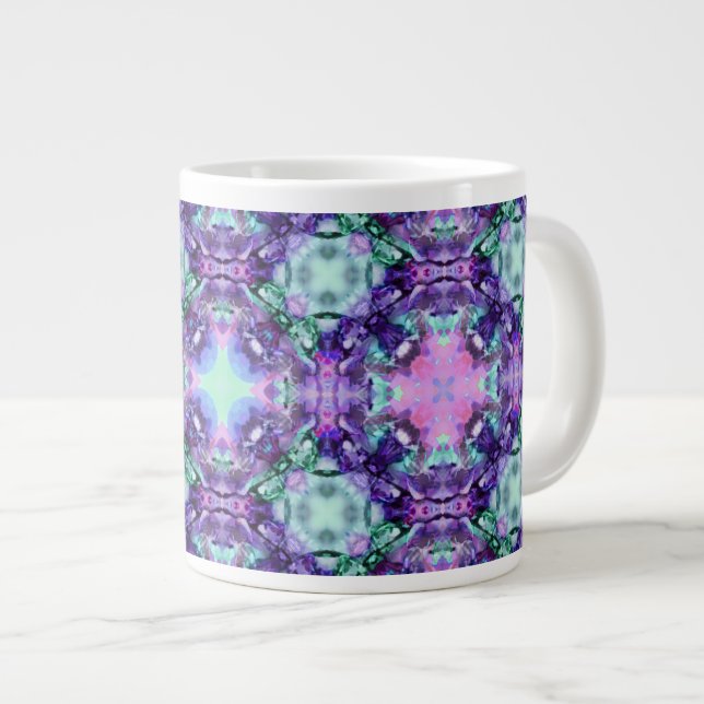 Taza De Café Grande Púrpura y modelo del fractal del hippy de la (Derecha)