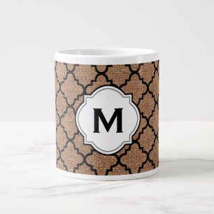 Taza De Café Grande Quatrefoil negro en la arpillera rústica - moda