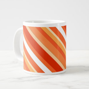 Taza De Café Grande Rayas de caramelos estratificadas - naranja y blan