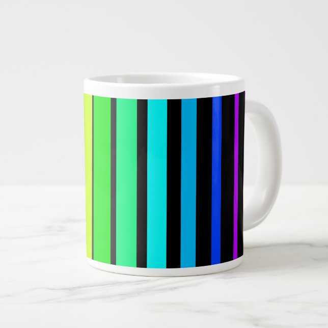Taza De Café Grande Rayas del arco iris (Derecha)