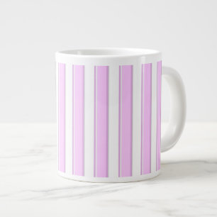 Taza De Café Grande Rayas rosadas sobre blanco