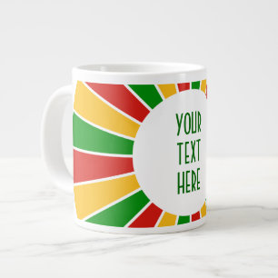 Taza De Café Grande RAYOS DE BOTÓN DE BANDERA RASTAFARI + tu signo o t