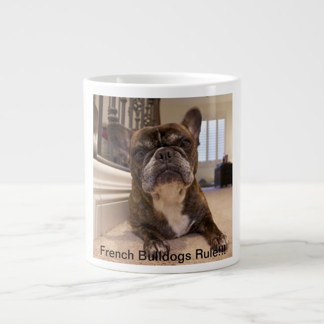 Taza De Café Grande Regla de los bulldoges franceses (Frente)
