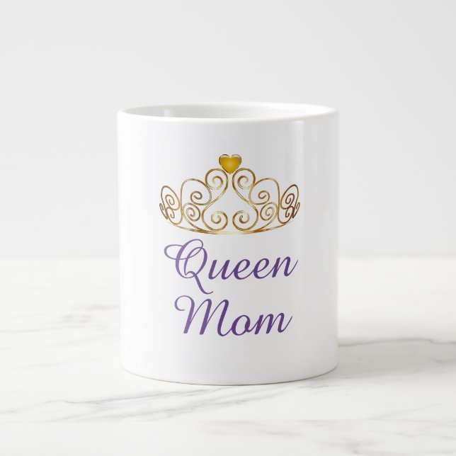 Taza De Café Grande Reina Personalizado mamá (Frente)