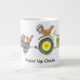 Taza De Café Grande Remolque por completo de gallinas