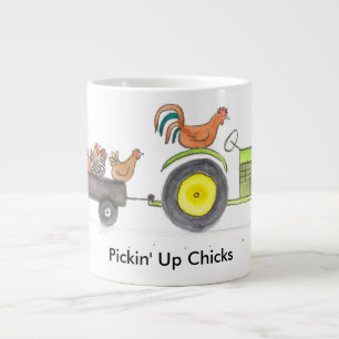 Taza De Café Grande Remolque por completo de gallinas
