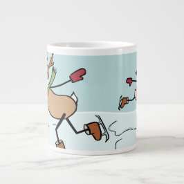 Taza De Café Grande Renos bailando a la ligera - Navidades