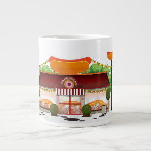 Taza De Café Grande Restaurante De Comida Rápida De Dibujos Animados