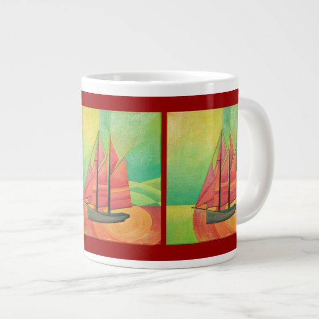Taza De Café Grande Resumen cubano de arte geométrico (Derecha)