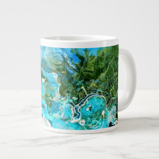 Taza De Café Grande Resumen de color turquesa azul y verde alga