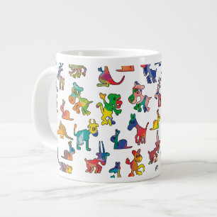 Taza De Café Grande Resumen de mosaicos de patrones de animales