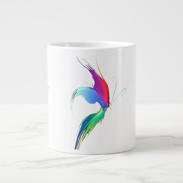 Taza De Café Grande Resumen Paint Splatt Butterfly (Frente)