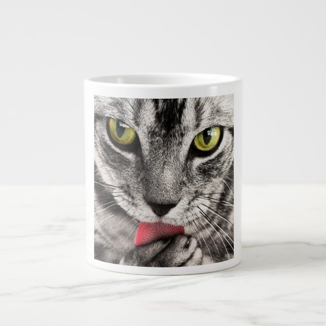 Taza De Café Grande Retrato de gato (Frente)