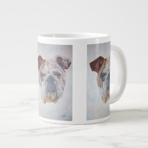 Taza De Café Grande Retrato de Mascota artístico de Bulldog estadounid