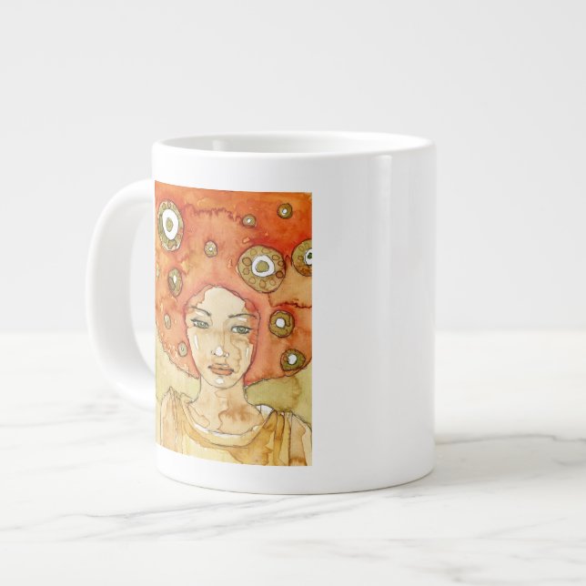 Taza De Café Grande Retrato de un chica hermoso (Izquierda)
