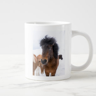 Taza De Café Grande Retrato Divertido de Caballo Islandés