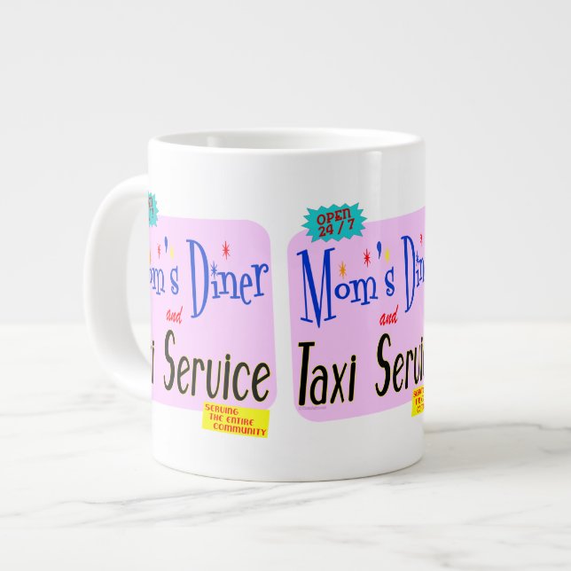 Taza De Café Grande Retro de servicio de comida y taxi para las madres (Izquierda)