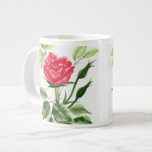 Taza De Café Grande Rosa rojo