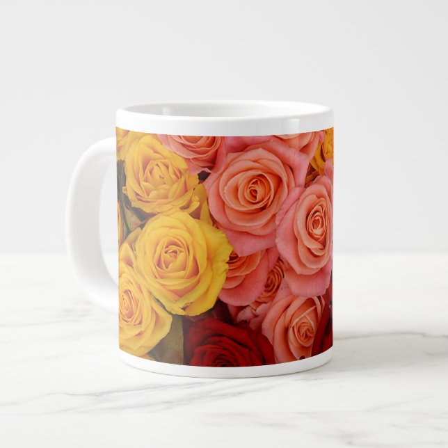 Taza De Café Grande Rosas coloridos (Izquierda)
