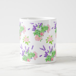 Taza De Café Grande Rosas rosadas nostálgicas, Naranja burlón, Lavende