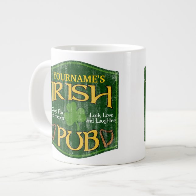 Taza De Café Grande Rótulo irlandés personalizado del Pub (Izquierda)