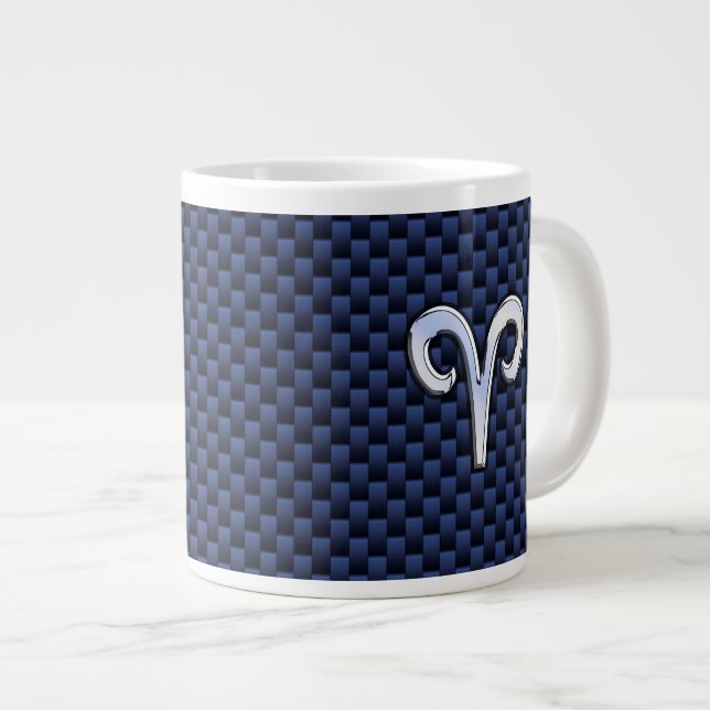Taza De Café Grande Rótulo Zodiac Silver Aries Impresión de fibra de c (Derecha)
