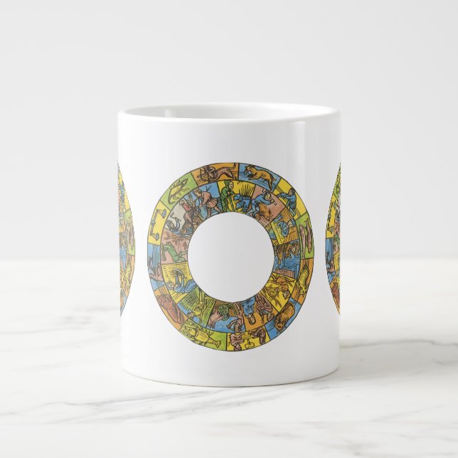 Taza De Café Grande Rueda de zodiaco esterográfica (Frente)