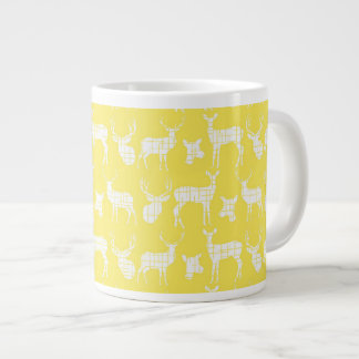 Taza De Café Grande Rústico ciervo de silueta en jarra amarilla