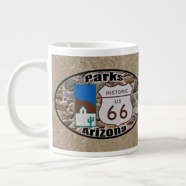 Taza De Café Grande Ruta Histórica 66 ~ Parques, Arizona (Izquierda)