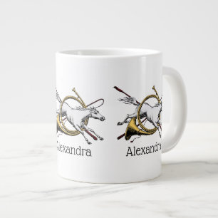 Taza De Café Grande Salto de caballo ecuestre elegante a través del co