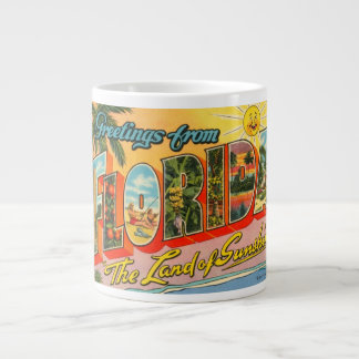 Taza De Café Grande Saludos desde la postal de Florida Vintage