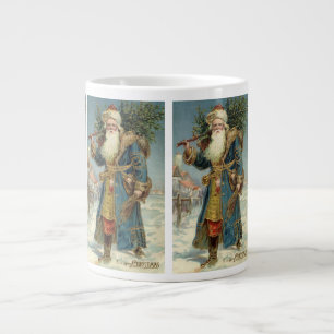 Taza De Café Grande Santa Claus Victoriano Antiguo con árbol de Navida